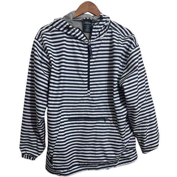 Charles River Apparel Other - Charles River Rain Coat Jacket Navy Blue White Stripe Women Sz XL New Englander